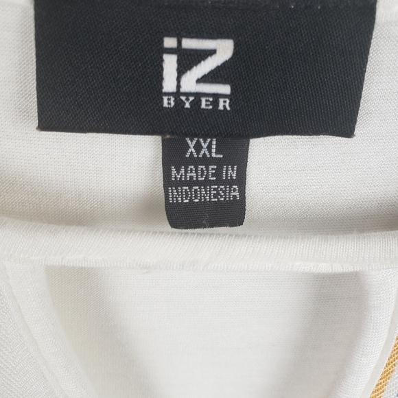 IZ Byer Women's Striped White Short Sleeve Shirt Sz XXL - Picture 4 of 7